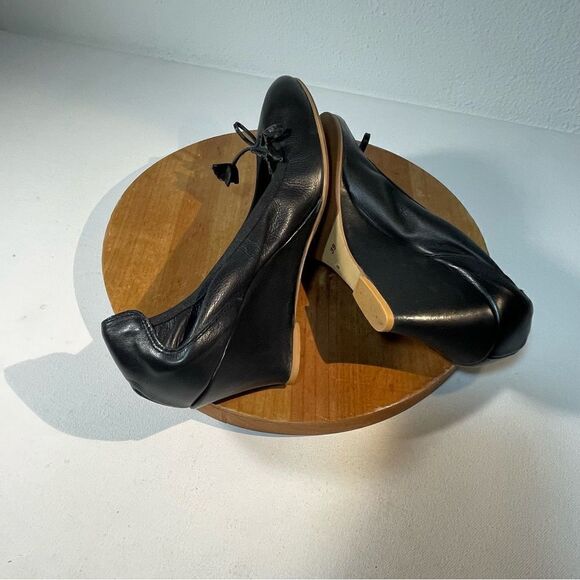 Trotta & Pagano black leather wedge heels with tassel size 39 size 8.5 - Picture 4 of 9